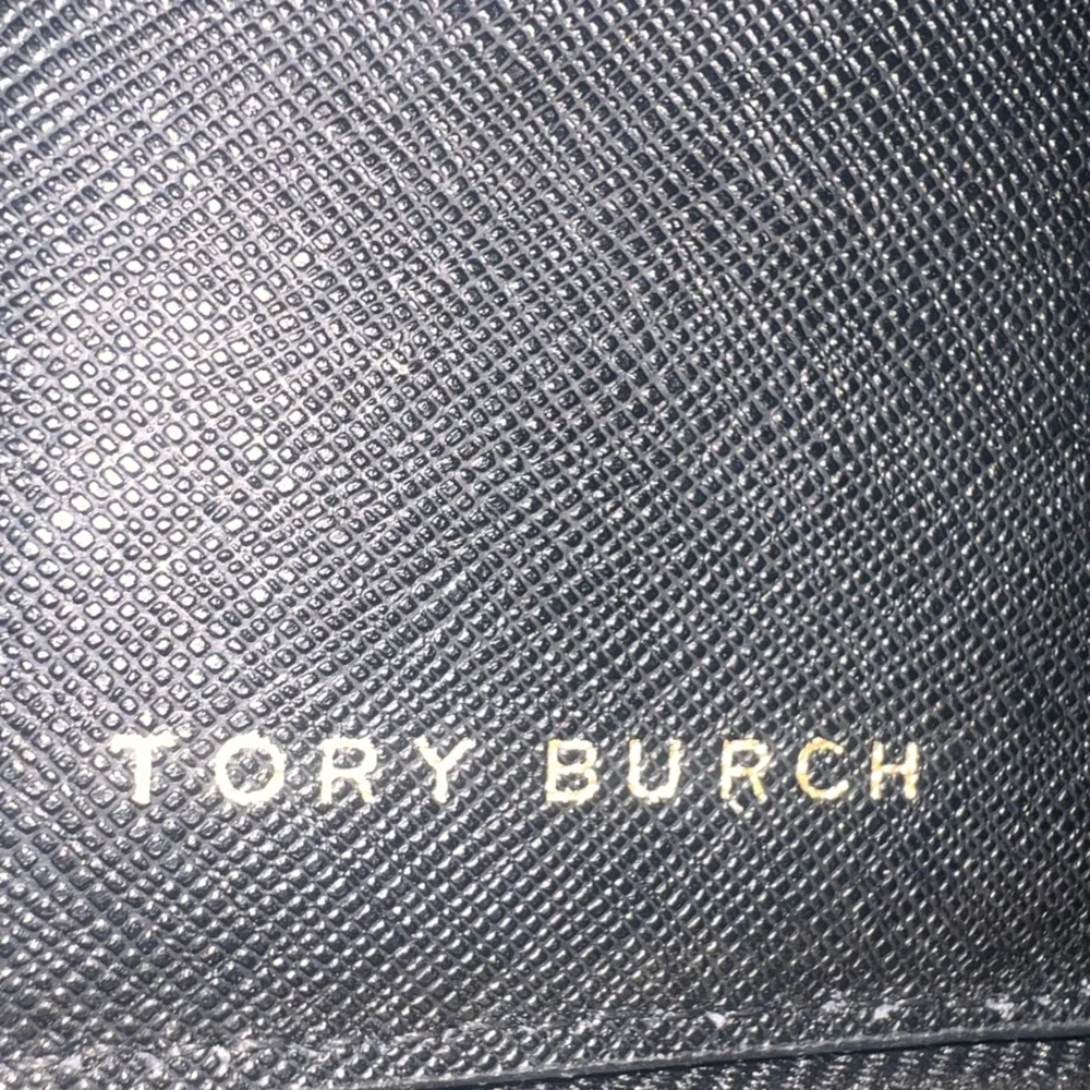 EUC Tory Burch Black Saffiano Leather Zip Around Long Wallet Gold Hardware